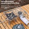 Folding Camping Grate Stainless Steel Adjustable Height Thicker Camp Fire Cooking Racks Draining Backpacking Grill for Outdoor