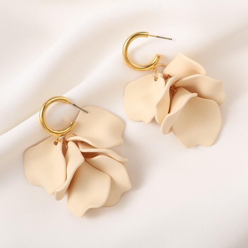 Pinkdudu Модные серьги-капли в виде лепестков роз из смолы с жемчужным блеском, женские украшения PD2386