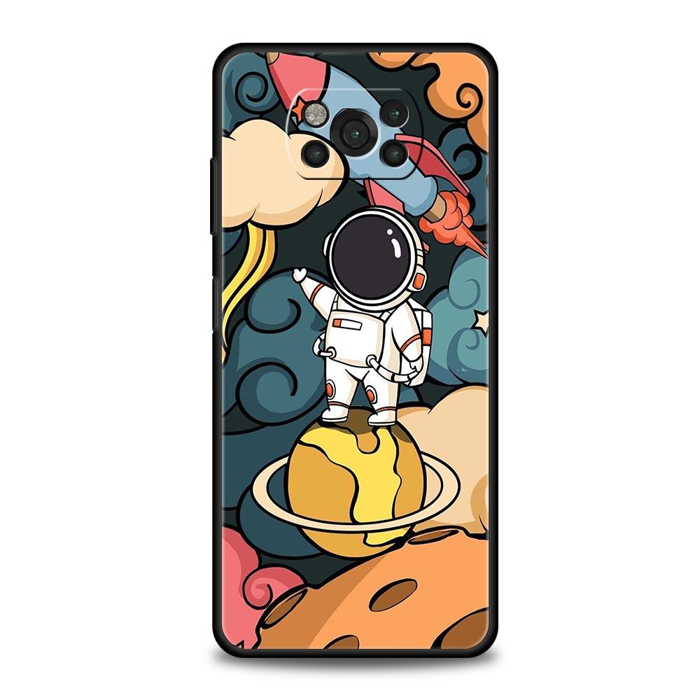 Cartoon Cute Cosmonaut Phone Case for Xiaomi Poco F7 F6 F5 F4 F3 X6 X5 X4 X3 NFC F7 Ultra M4 C51 C55 GT 5G Soft TPU Cover Fundas