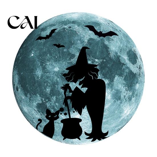 Luminous Window Decorations Halloween Glow in The Dark Wall Stickers, Moon Bat Tombstone Raven Clings Ghost Decals, Waterproof for Holiday