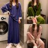 Gold Velvet Lace Pajama Set for Women Autumn and Winter Long Sleeve Women's Nightgown Set Plus Size Home Wear