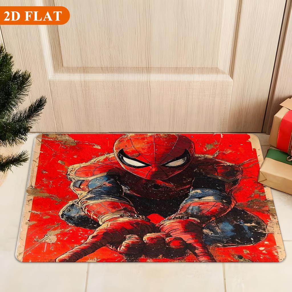 Bath Mat 1pc, Spiderman Shoots Web_1, MARVEL Flannel Rectangular Mat, Bathroom Non-slip Entrance Mat, Fun Door Decoration Mat,
