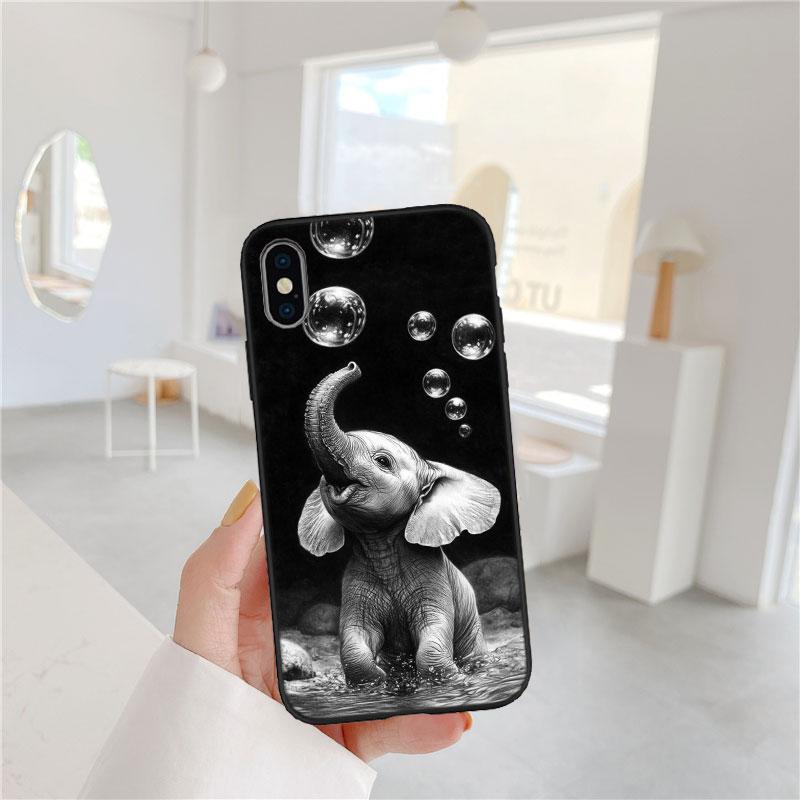 LO4 Animal Elephant Soft Shell Phone Case for Samsung Galaxy S20 S21 S22 Ultra FE + Plus A21S A22 A24 A25 A26 A30 A30S A31
