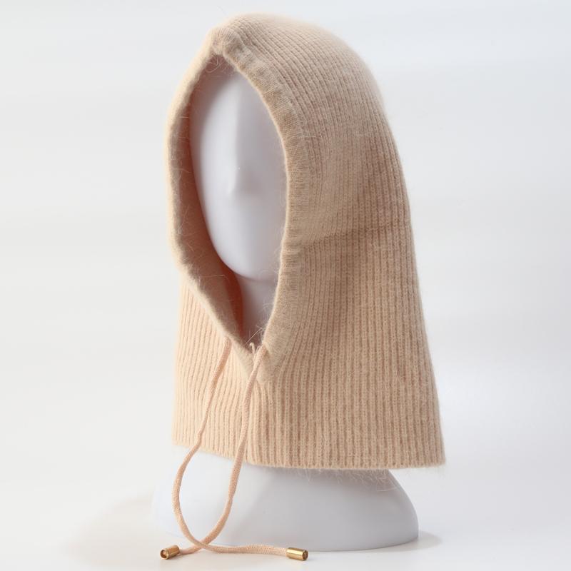 Вязаный шарф из кроличьей шерсти, шапка с капюшоном, женские кашемировые шапочки, теплая зимняя Балаклава унисекс, нагрудник для катания на лыжах, шерстяной чепчик на открытом воздухе, оптовая продажа