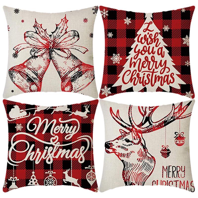 European Christmas Linen Cushion Cover: Digital Print Sofa Decor