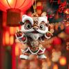Yousheng Car Pendant with Metal Chain Lion Dance Design Plush Fabric Car Charm Keychain Bag Accessory Good Fortune Decoration