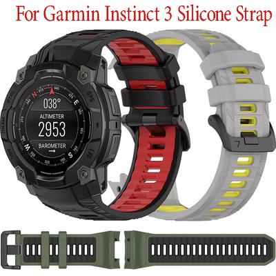 Двухцветный силиконовый ремешок для Garmin Instinct 3 50 мм 45 мм Официальный удобный браслет ремень для Garmin Instinct 3 45 мм 50 мм ремень