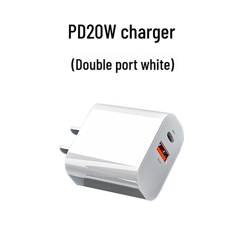 PD20W Зарядное устройство с двумя портами A+C для iPhone 16/15/14 - Сверхбыстрая зарядка, Сертифицировано 3C
