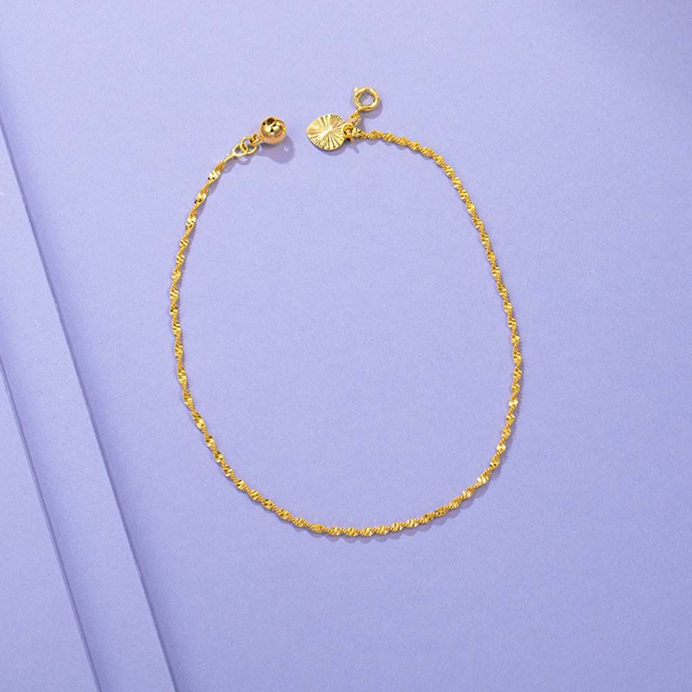 Love Heart Drop Chain Bell Pendant Thin Chain Water Wave Necklace Anklet Bracelet Thick Chain