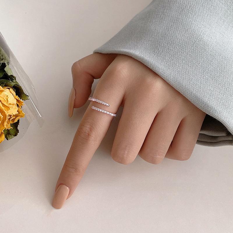 Кольцо Lux Diamond Open Ring - модное регулируемое кольцо на указательный палец для женщин