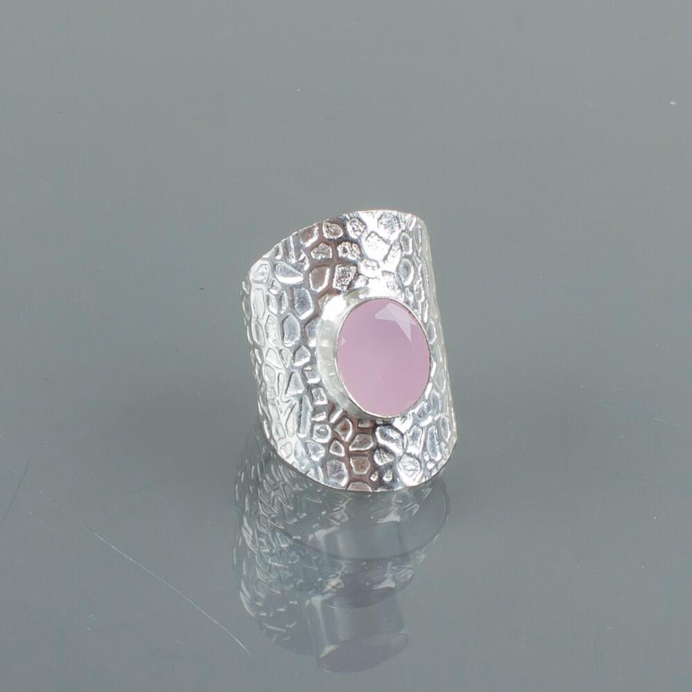 Pink Chalcedony Gemstone 925 Sterling Silver Handmade Jewelry Ring Gift For Mom RR-17-16