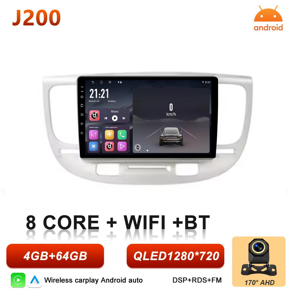 Android 16 Carplay For Kia RiO 2 RIO2 2005 2006 2007-2011 Multimedia Player Touch Screen Bluetooth 2k GPS Navigation 5G Wifi