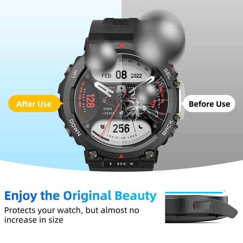 Стекло+чехол для Amazfit T-Rex 2 Защитная пленка для экрана из закаленного стекла и мягкий защитный бампер T Rex 2 Rex2 Чехол Аксессуары