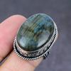 Лабрадорит драгоценный камень ручная работа 925 стерлингового серебра подарочное ювелирное кольцо размер 8 q6m18