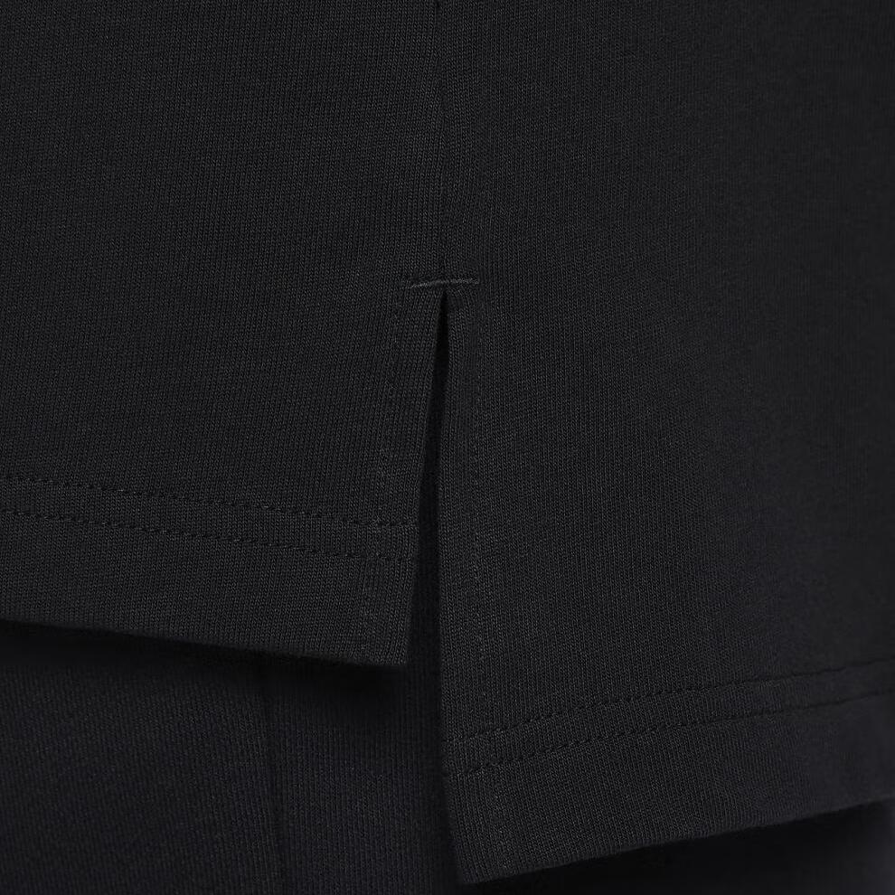 Nike Сплошной цвет с логотипом, модная удобная повседневная спортивная футболка с круглым вырезом и рукавами с заниженными плечами, женские топы, черный HJ3947-010