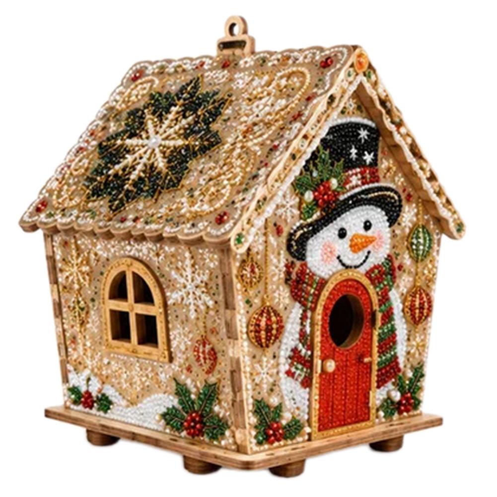 DIY Pearl Craft Kit Christmas Cottage Diamond Painting Set Wooden Pearl Art Christmas Tree Ornaments For Home Decoration Gifts