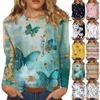 Women's Fashion Casual Floral Printed Round Neck Long Sleeve Pullover Top