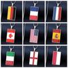 Прямоугольный кулон-коробочка из нержавеющей стали с флагами США и Испании на цепочке-коробке Для мужчин Женщин Эпоксидный национальный флаг Ювелирные изделия