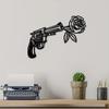 Rose Metal Wall Decor - Unique Revolver Sign Plaque Art | Geometric Cut-Out Bedroom Ornaments for Home & Christmas Decoration