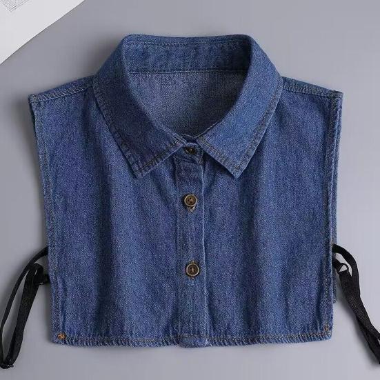 Women Fake Collar with Adjustable Straps Lapel Buttons Closure Detachable Shirt Collar Versatile Decoration