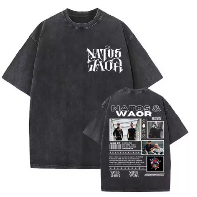 Rapper Natos Waor Vintage Washed T Shirt Men Women Summer Letter Print High Quality Tshirts Fashion Cotton Short Sleeve Tshirt