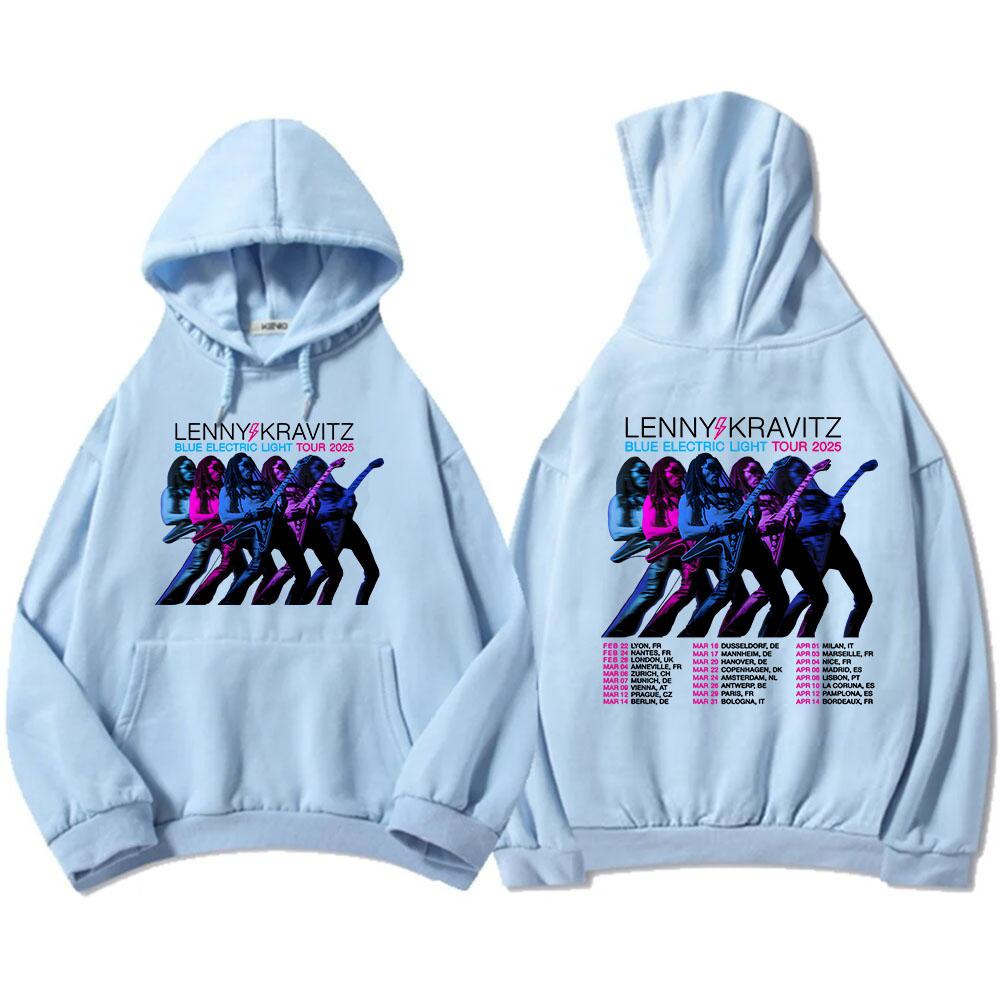 Lenny Kravitz Blue Electric Light Tour 2025 Толстовки с капюшоном Rock Rapper Graphic Print Sweatshirt Heavy Mental Fashion Unisex Streetwear