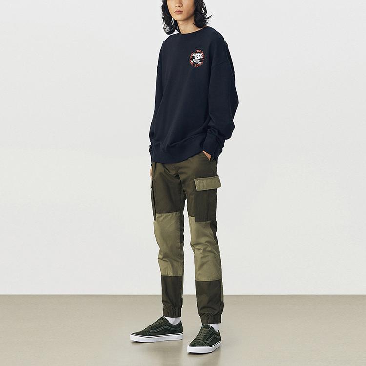 Vans Толстовка с круглым вырезом и забавным рисунком черепа, мультяшный принт, мужская толстовка, черная VN0A54JIBLK