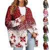 Женский модный кардиган с длинным рукавом, V-образным вырезом, на пуговицах, свободного кроя, с рождественским принтом