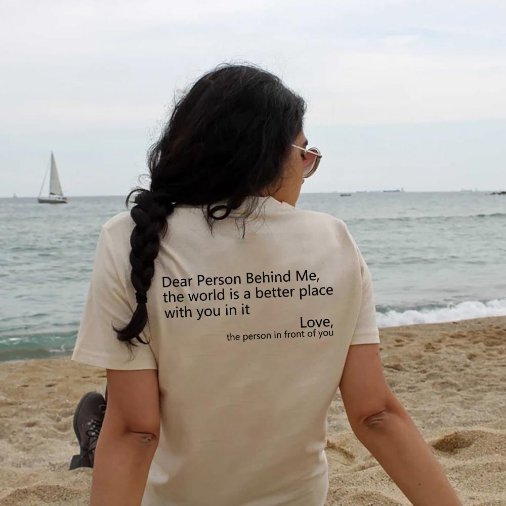 Футболка «Дорогой человек позади меня», мужская/женская футболка в стиле Харадзюку с эстетическим буквенным принтом, футболка унисекс, повседневные хлопковые футболки