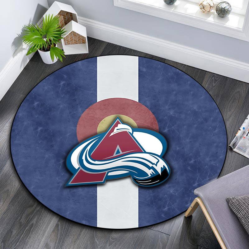 Colorado Avalanche2 Round Area Rug,Carpet Rug for Living Room Bedroom Sofa Playroom Decor,Non-slip Floor Mat