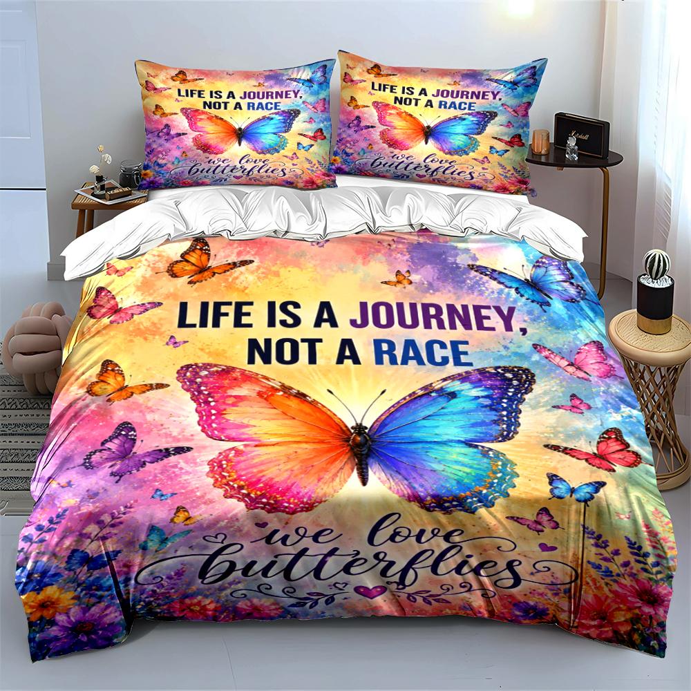 Colorful Butterfly Bedding Set Bedding set (1 duvet cover, 2 pillowcases, duvet not included)