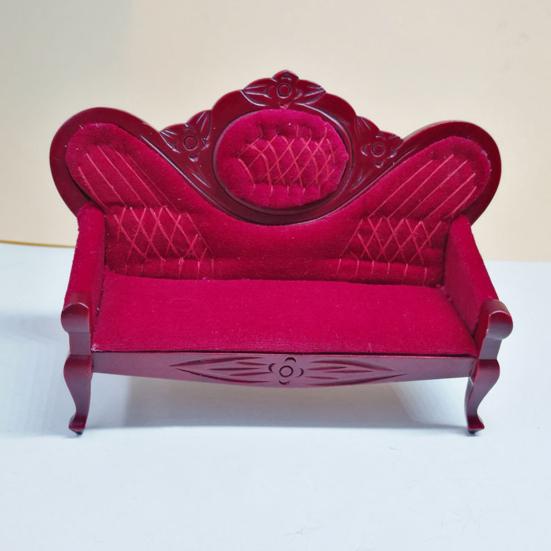 Mini Sofa Nostalgic No Burr Eco-friendly 0.05 Dollhouse Miniature Sofa for Girl