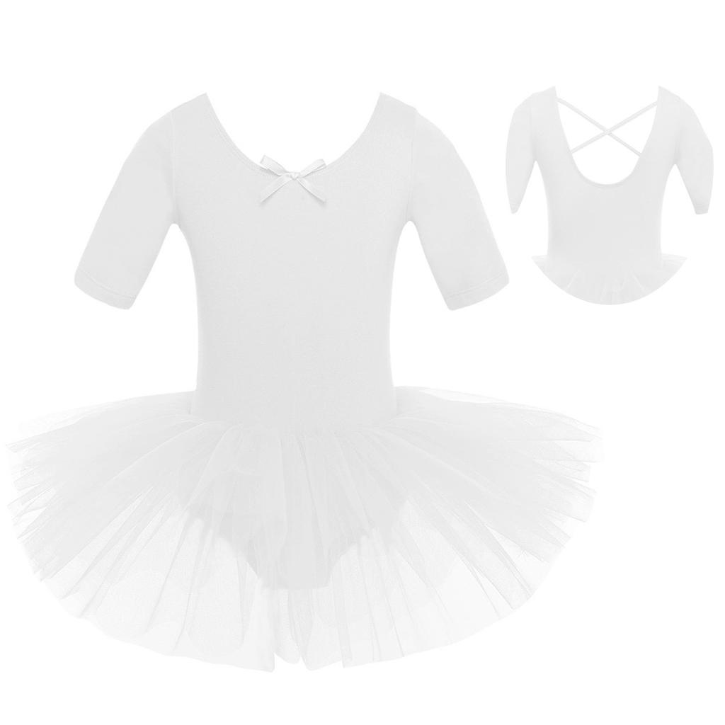 Детское гимнастическое трико с короткими рукавами для девочек, балетное платье-пачка для танцев, нарядный костюм, танцевальная одежда