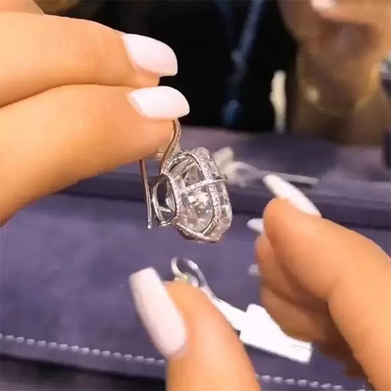 Huitan Роскошные белые висячие серьги с кубическим цирконием женские элегантные аксессуары для свадьбы и помолвки, новые модные ювелирные изделия