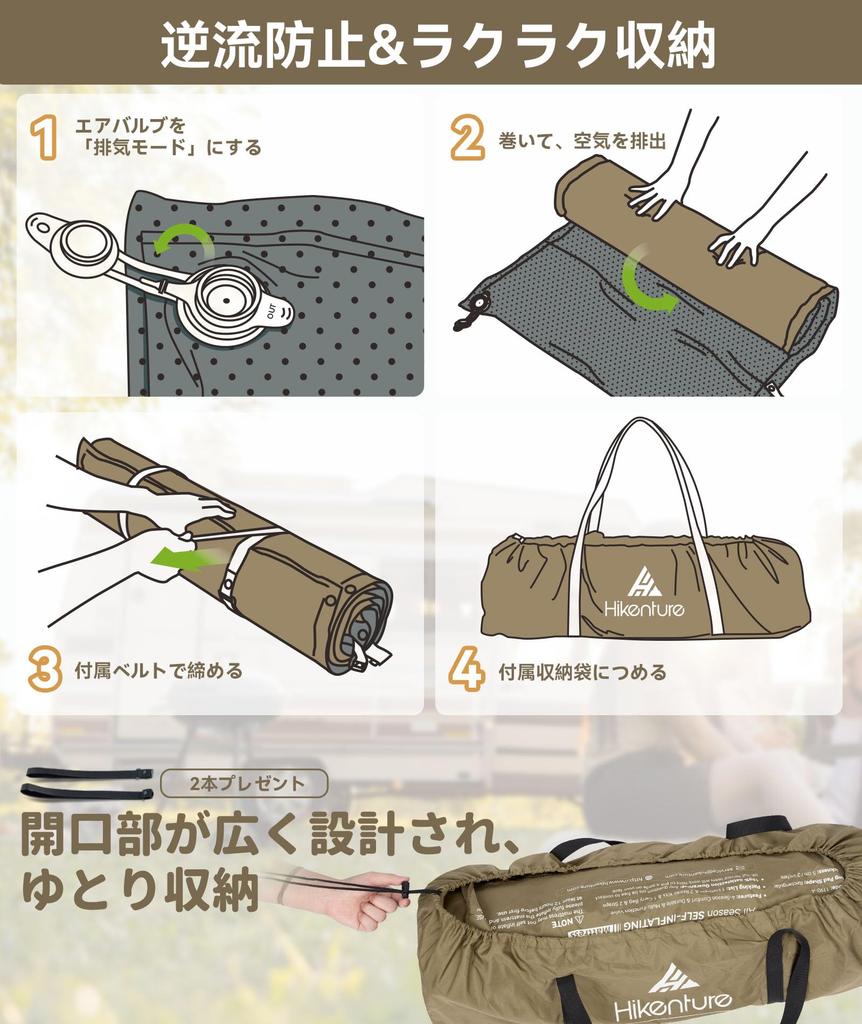 HIKENTURE Надувной коврик с 2 запатентованными увеличенными автоматическими надувными устройствами High R чрезвычайно удобен для бесконечного сна в инструкции по эксплуатации и