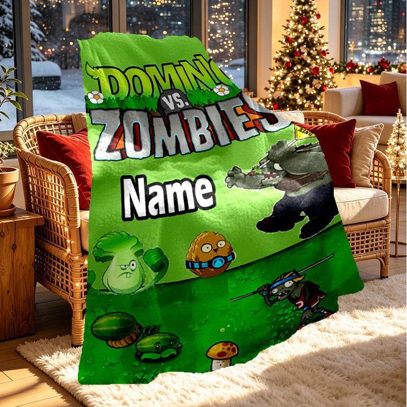 Custom Name Personalized Plants vs. Zombies Print Blanket, Home Decor, Bedroom, Sofa, Camping, Couch, Gifts for Birthday Christmas