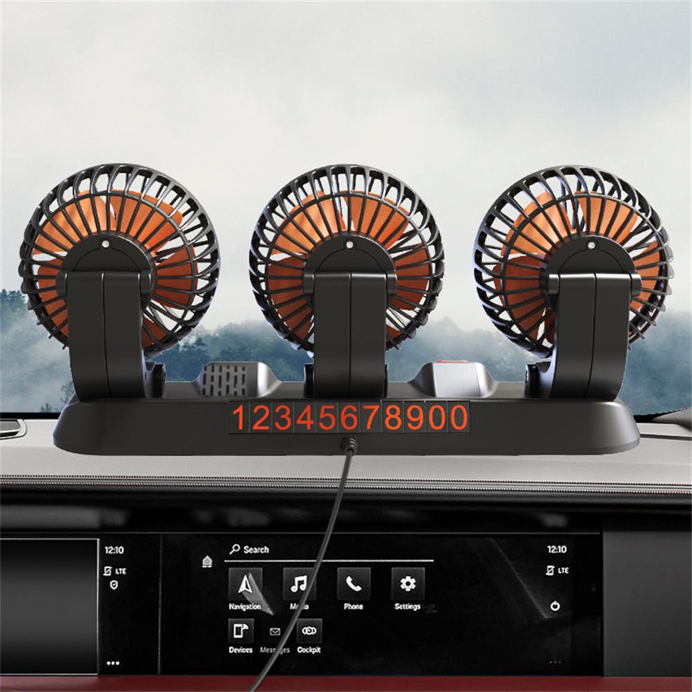 Car Fan 360° Adjustable 3 Head Air Fan Automotive Electric Fan USB/12V/24V Fan 2 Speeds Car Silent Fan For Home Desk Office Car Heat Shields 2