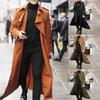 New Fashion Men's Trench Coat Windbreaker Autumn Winter Solid Color Turn Down Collar Parka Overcoat Long Jacket Outerwear