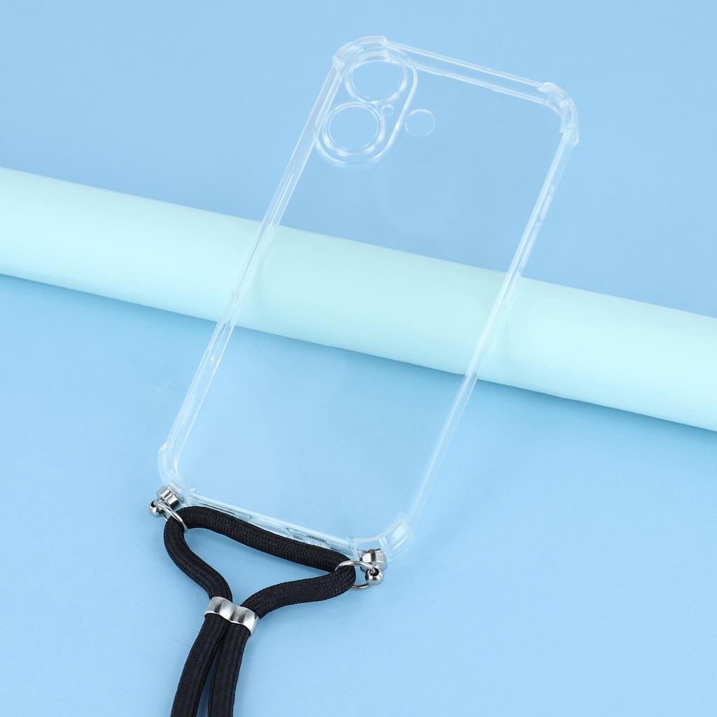 For iPhone 17 Case Reinforced Corner TPU Clear Phone Cover with Lanyard