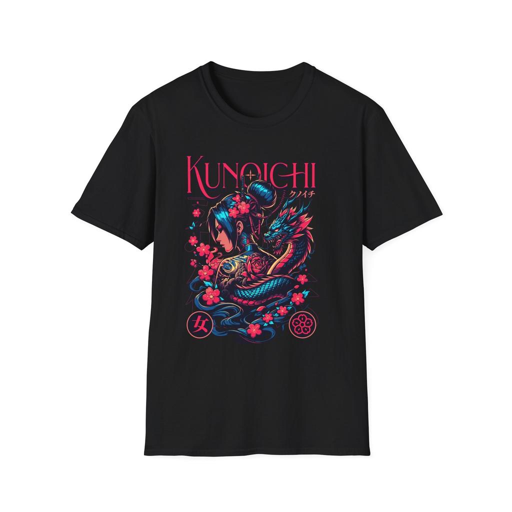 Kunoichi Ninja Girl T-Shirt | Japanese Floral Samurai Illustration, Unisex Tee