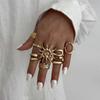 Ingemark 8Pcs/Set Boho Flower Scallop Open Rings for Women Summer Vintage Starfish Adjustable Knuckle Joint Rings Couple Jewelry