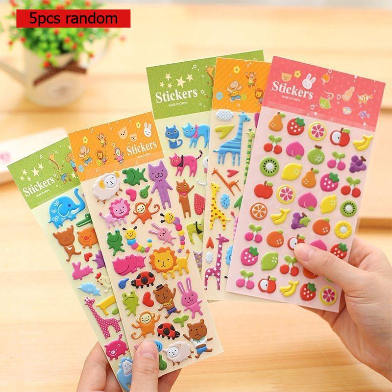 Childrens Gift 3D Bubble Kawai Stickers Early Education Kindergarten Reward Gift Kitten Animal Handmade School Supplies Lovely