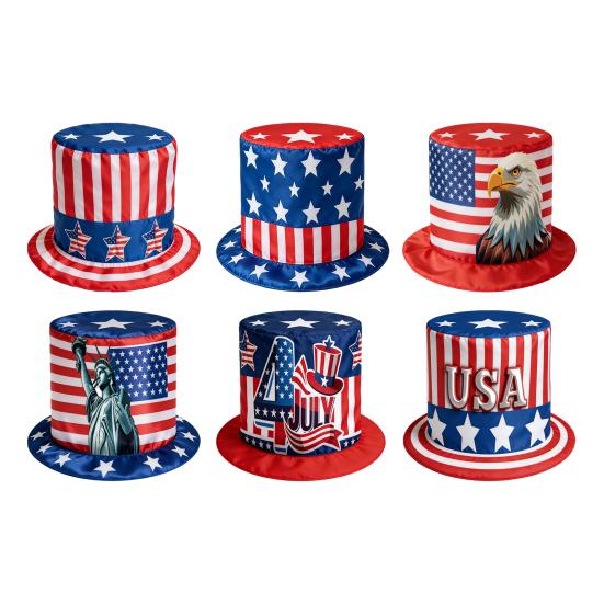 American Flag Top Hat, Uncle Costume Hat for 4th of July, Red White Blue Patriotic Party Decoration for Adults, Independence Day