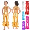 Kids Girls Shiny Metallic Gymnastics Leotard Sparkly Sequins Disco Jazz Dance Costume Full Body Unitard Bodysuit Ballet Dancewear