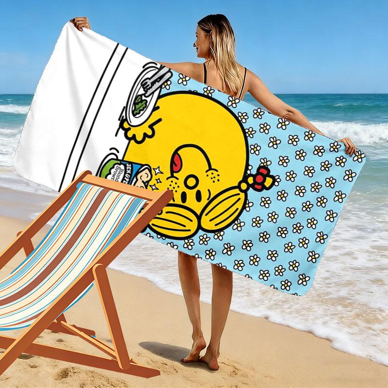 Mr. Men Little Miss Print Beach Towel, Large Soft Quick Dry Towel for Beach Camping Swimming