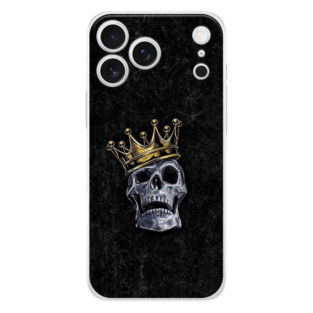 Мягкий прозрачный чехол для телефона для iPhone 17 Air 16E 16 11 15 14 Pro MAX 12 13 7 8 Plus SE Пасхальный чехол Защита Жесткий Розовый Фиолетовый Череп