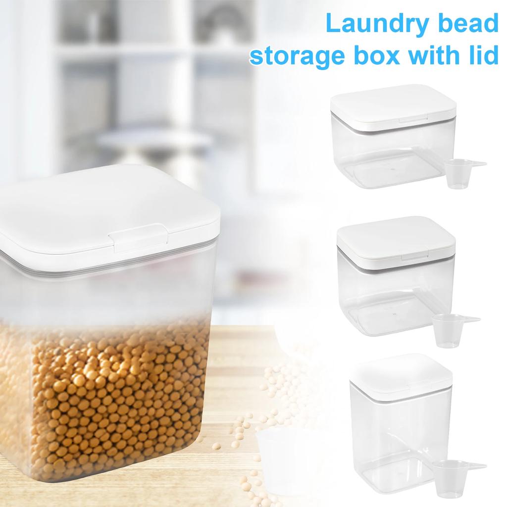 2.8/5.5L Automatic Pop-Up Storage Box Airtight Laundry Pods Container with Scoop for Laundry Room Washing Powder Beads Organizer