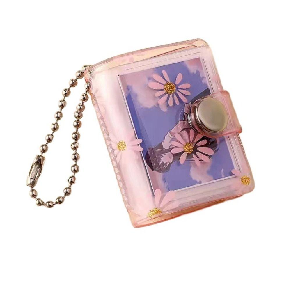 With Buckle Daisy Photo Album Thickened Pocket Keychain Album Mini Card Holder  Birthday Gift