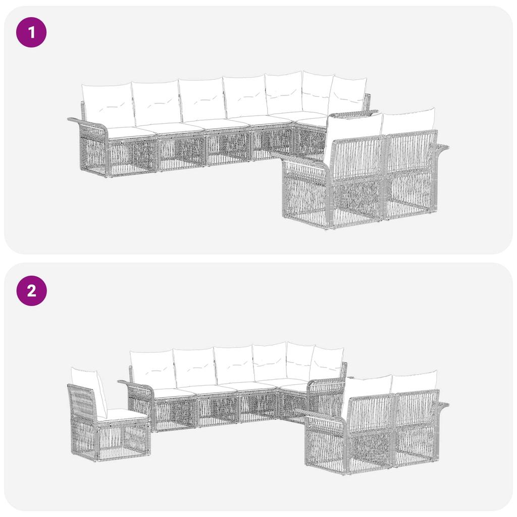 Garden Sofa Set 8 Pieces Black Poly Rattan