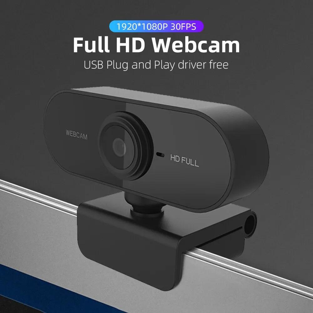 Веб-камера Full HD 1080p со встроенным микрофоном – Компактная USB-камера с гибким креплением 360° для использования с ноутбуком/настольным компьютером